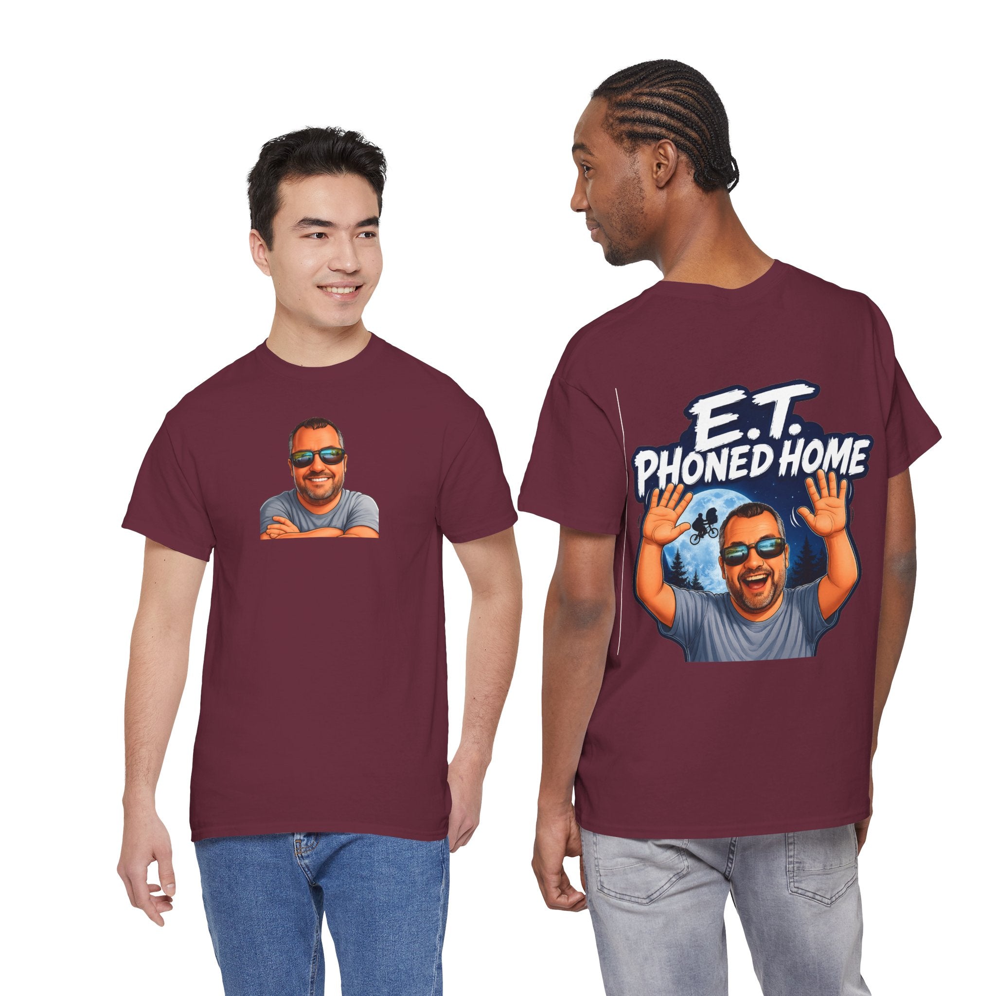 Graphic Tee — "E.T. Phoned Home" Smiling Guy Retro Design