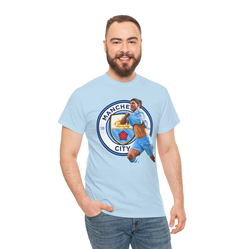 Sergio Aguero Manchester City Legend Soccer Tee — Player Celebration Graphic T-Shirt