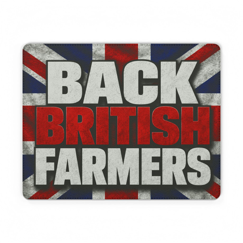 Back British Farmers PU Leather Mouse Mat — Union Jack Patriotic Desk Pad
