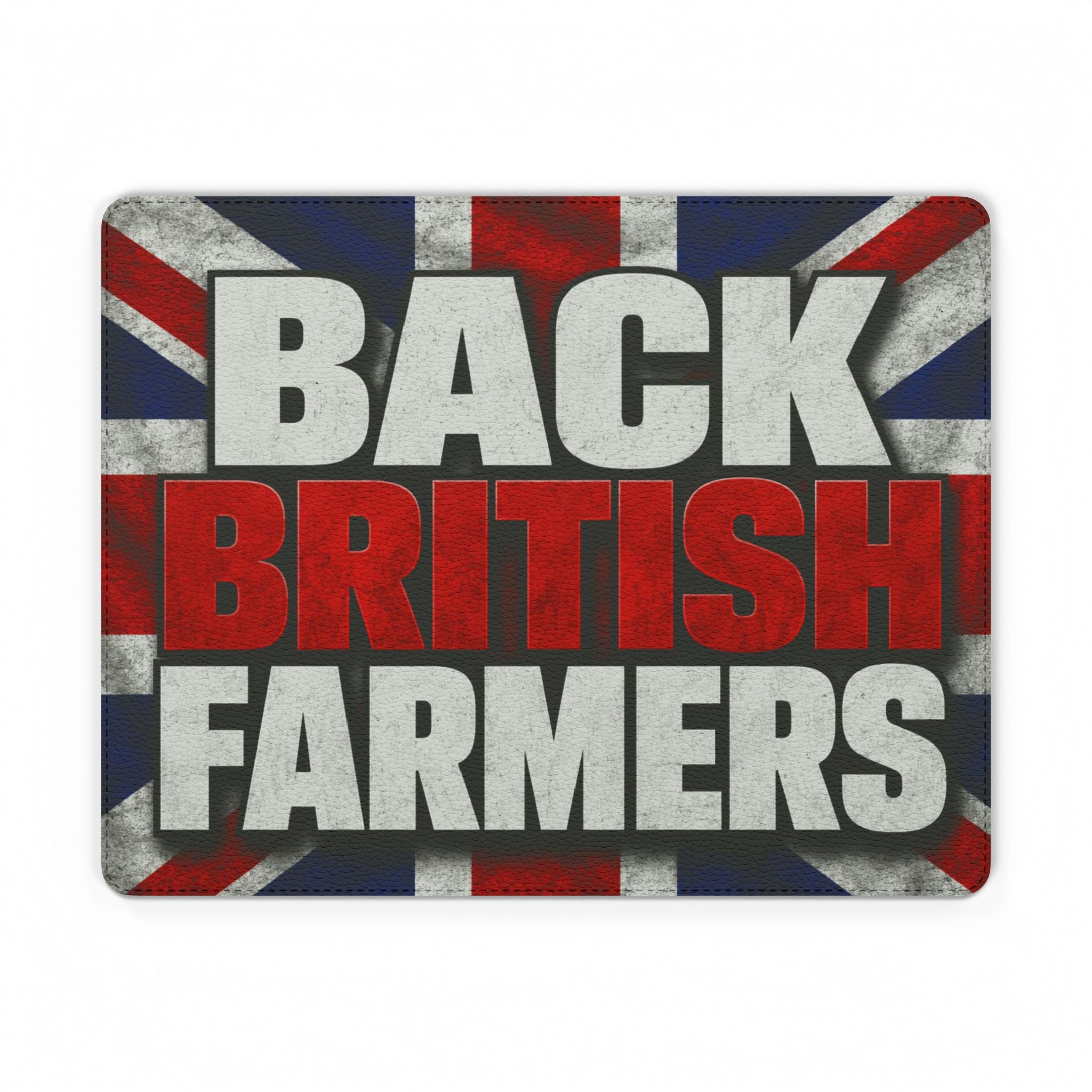 Back British Farmers PU Leather Mouse Mat — Union Jack Patriotic Desk Pad