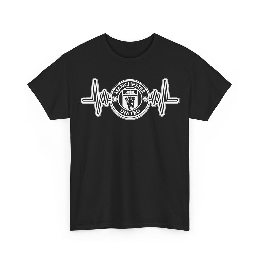 Manchester United Inspired Heartbeat T‑Shirt — Football Fan Pulse Tee