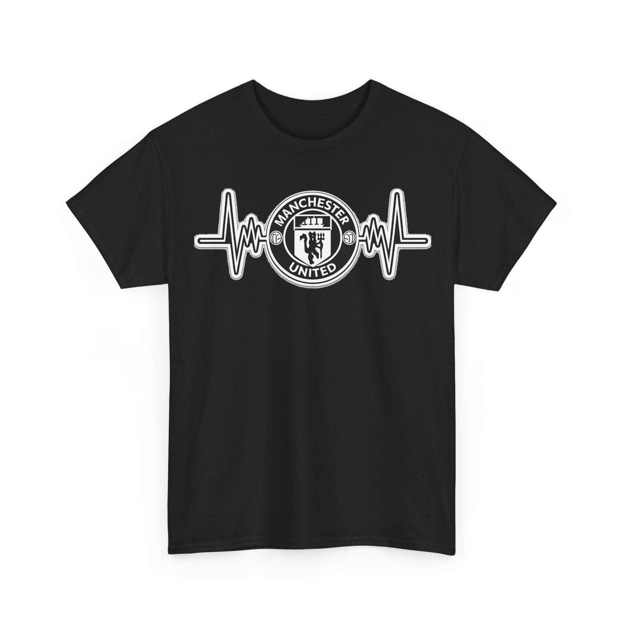 Manchester United Inspired Heartbeat T‑Shirt — Football Fan Pulse Tee