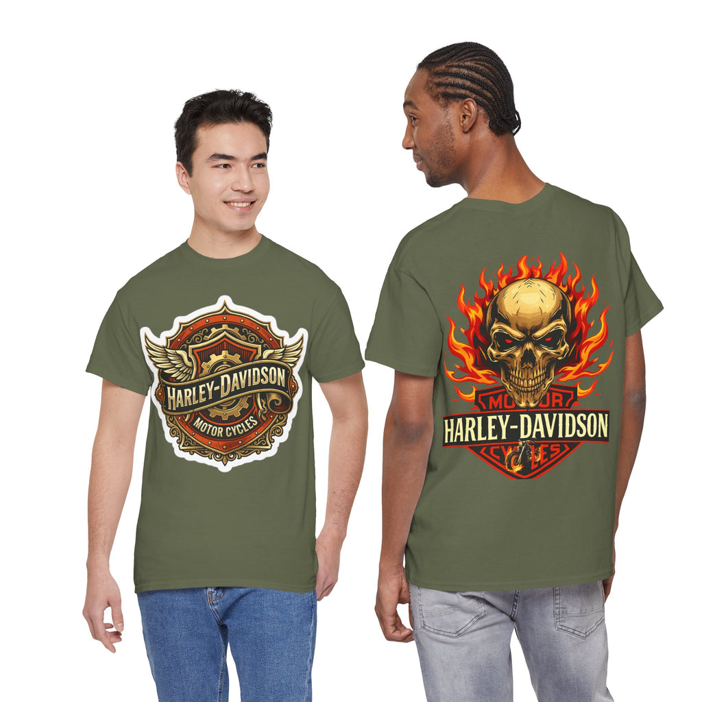 Harley-Davidson Flame Skull Inspired Cotton T-Shirt
