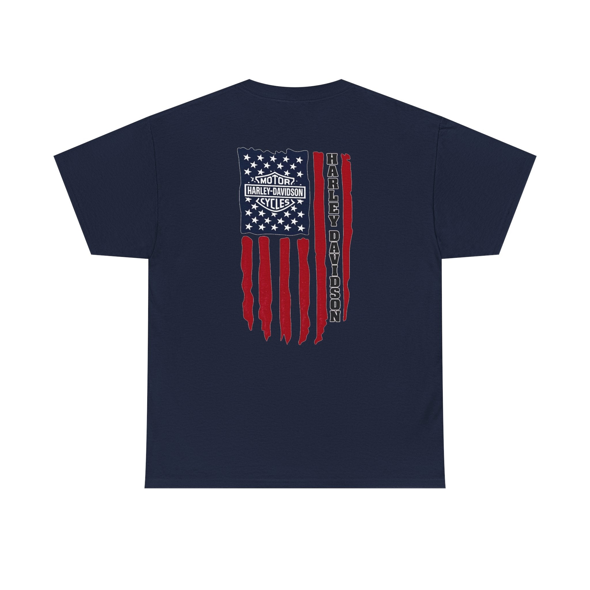 Harley-Style Flag Tee — American Motorcycle Logo T-Shirt