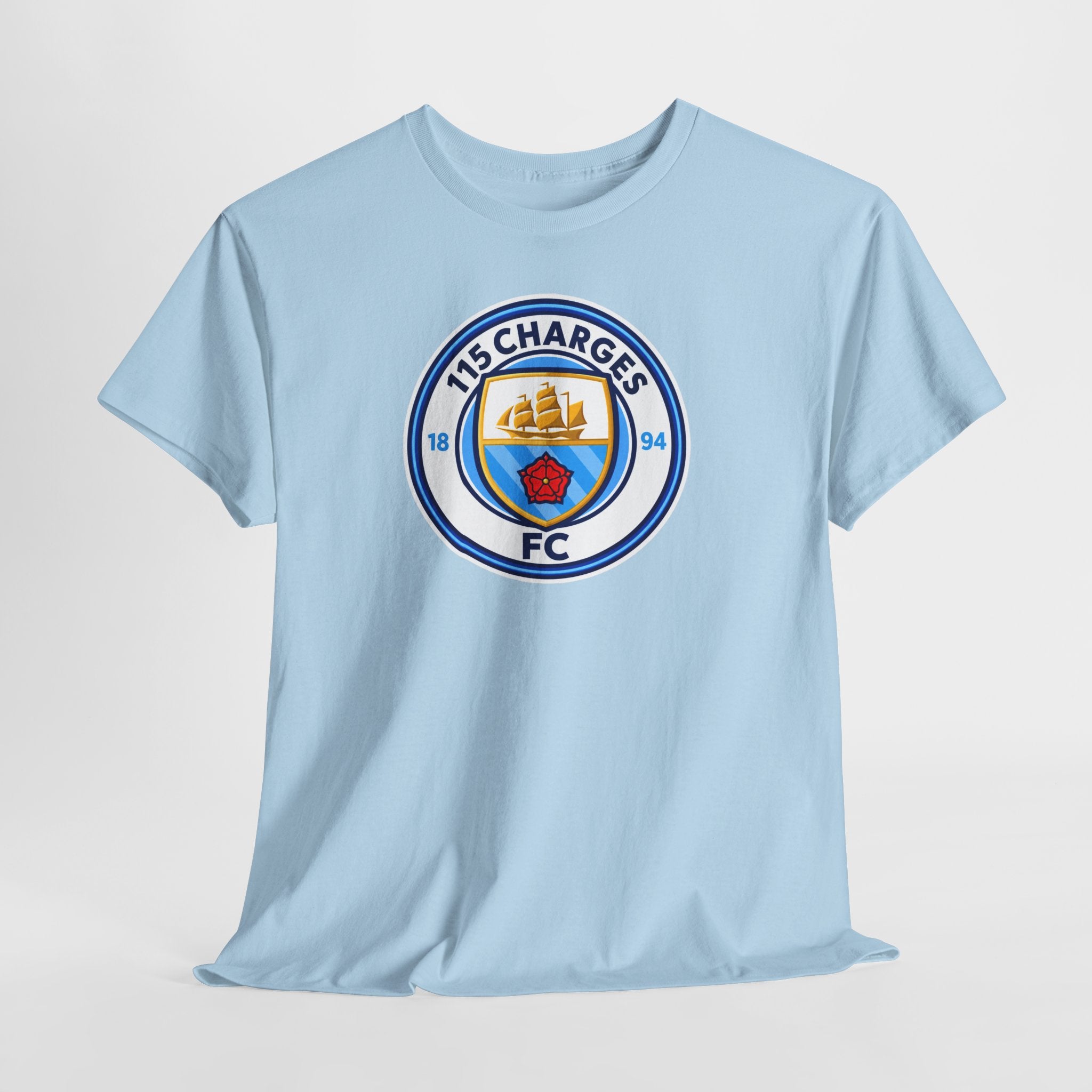 115 Charges FC Crest Cotton Tee — Vintage Blue Club Logo T-Shirt