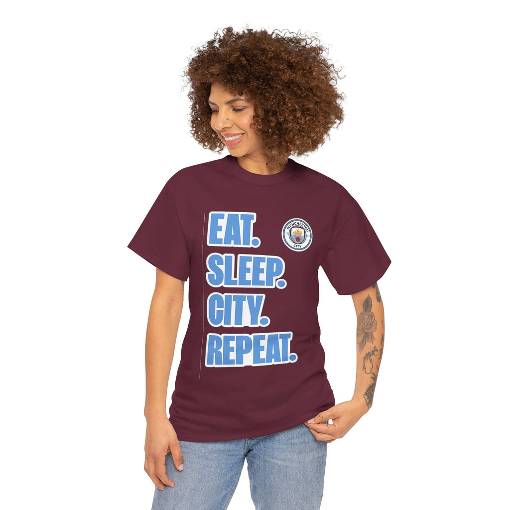 Eat. Sleep. City. Repeat. T‑Shirt — Manchester City Fan Tee