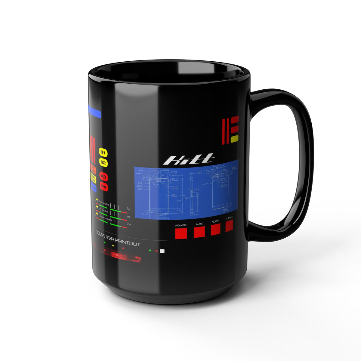 Knight Rider Kitt Dashboard Computer Console Black Mug — Futuristic Control Panel Design (11oz & 15oz)