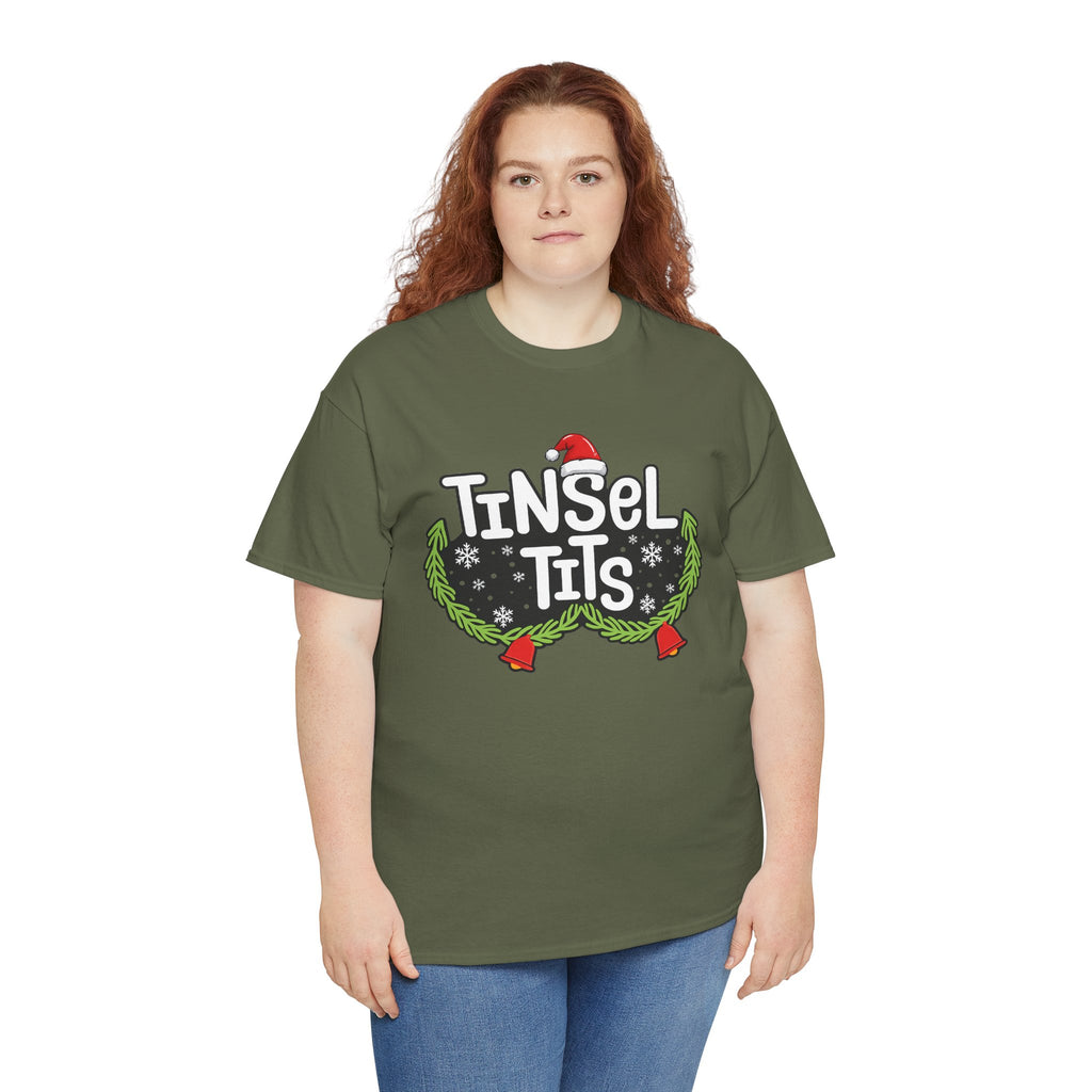 T-Shirt — "Tinsel Tits" Funny Christmas Wreath Holiday Tee