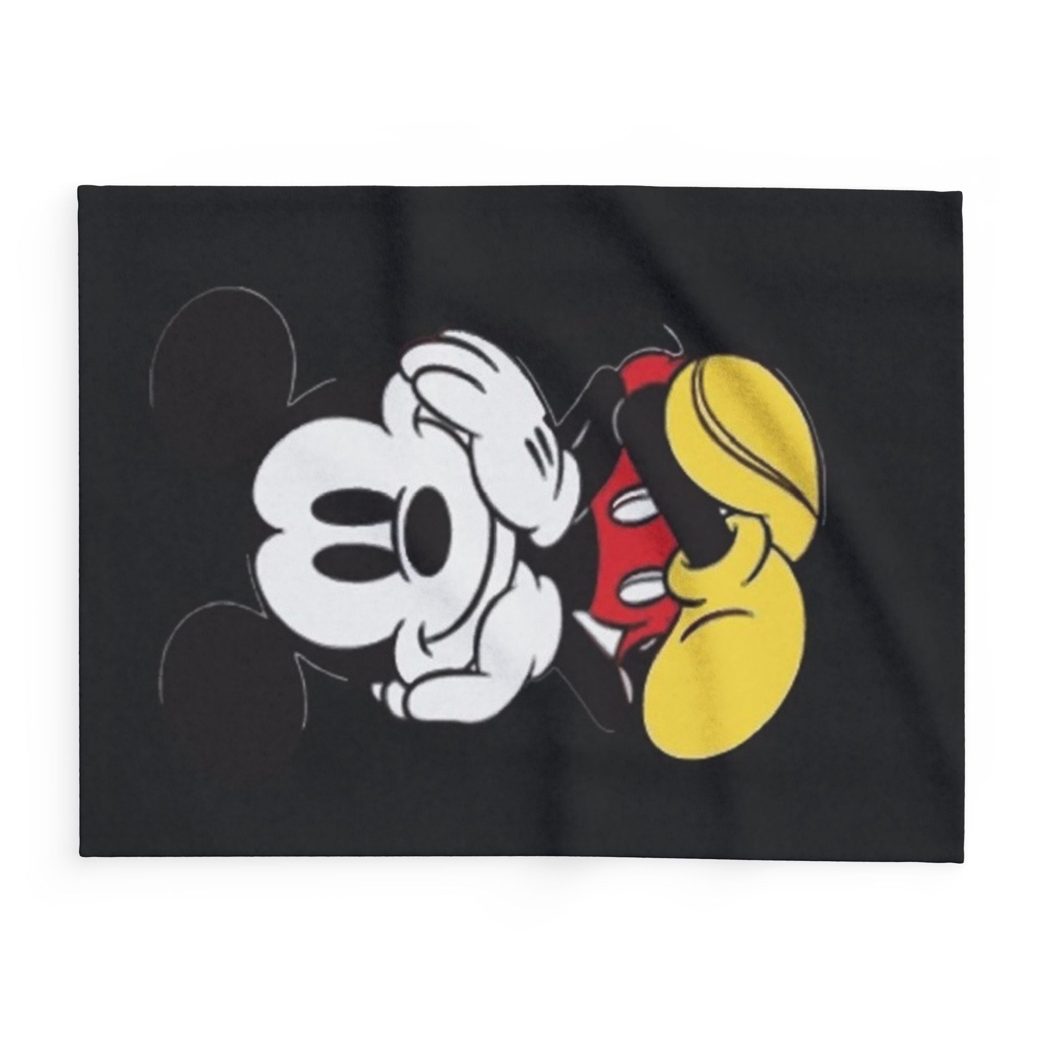 Mickey Mouse Inspired Black Plush Throw Blanket — Cute Vintage Cartoon Fleece
