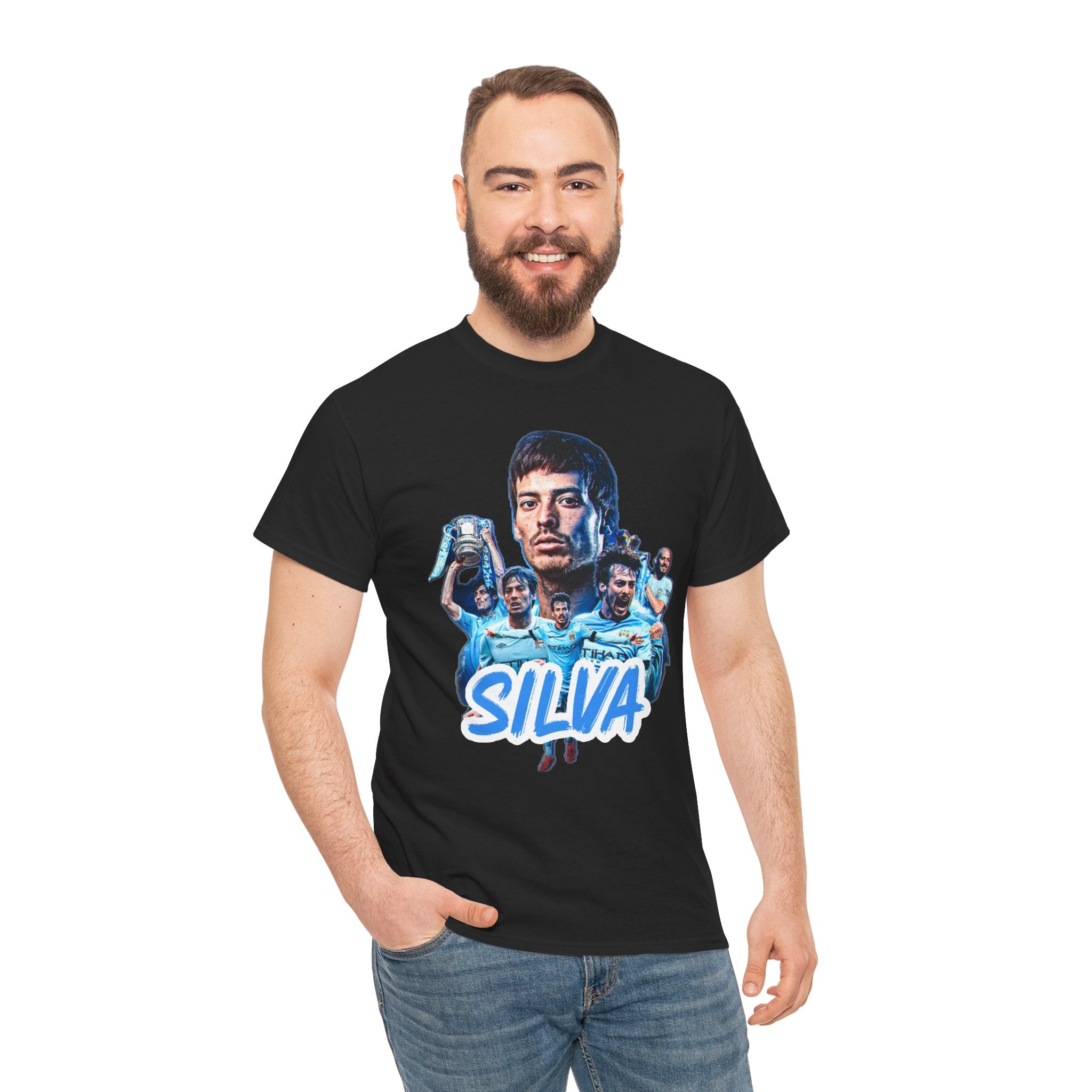 David Silva Manchester City Soccer Tee — Classic Player Portrait Football Shirt