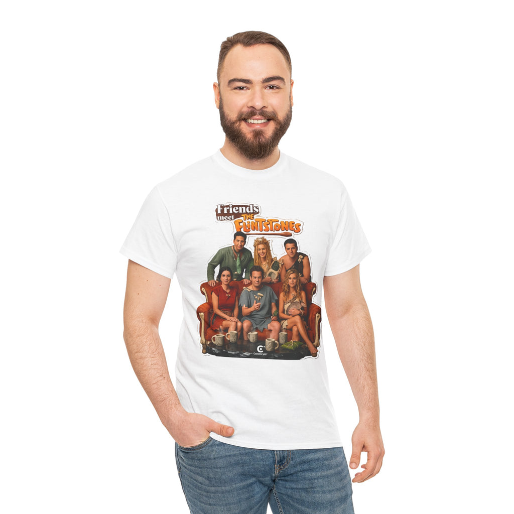Friends meets the Flintstones TV Sitcom Cast Graphic Tee — 'Friends' Retro Couch Design