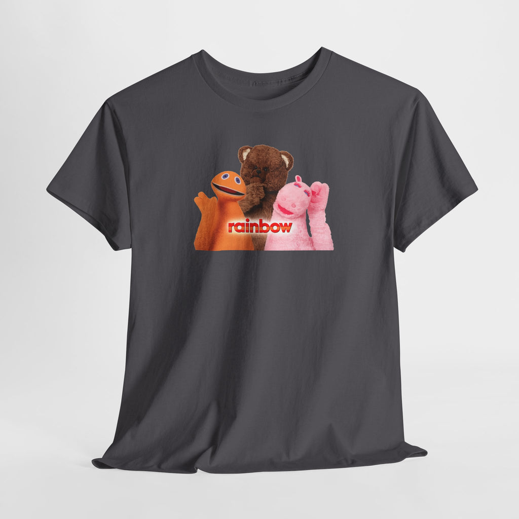 Rainbow Kids TV Zippy, George and Bungle Puppets T-Shirt — Cute Teddy & Hand Puppets Graphic Tee