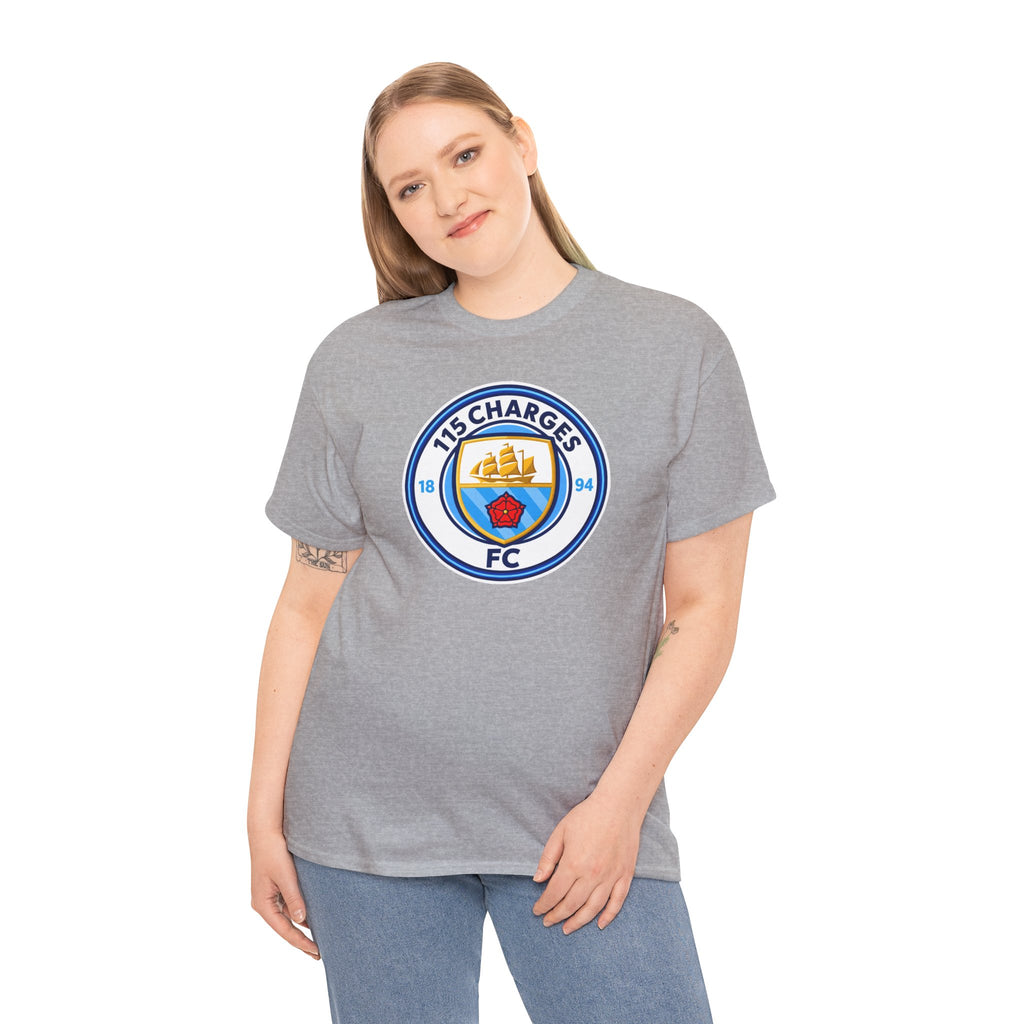 115 Charges FC Crest Cotton Tee — Vintage Blue Club Logo T-Shirt