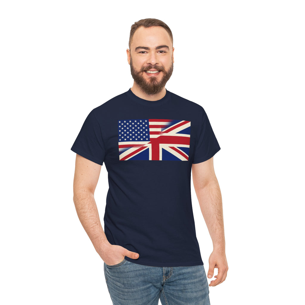 USA-UK Flag Graphic Tee — American British Union Jack Mashup T-Shirt
