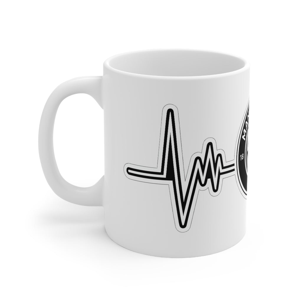 Manchester City Heartbeat Mug — Ceramic Coffee Cup (11oz & 15oz)