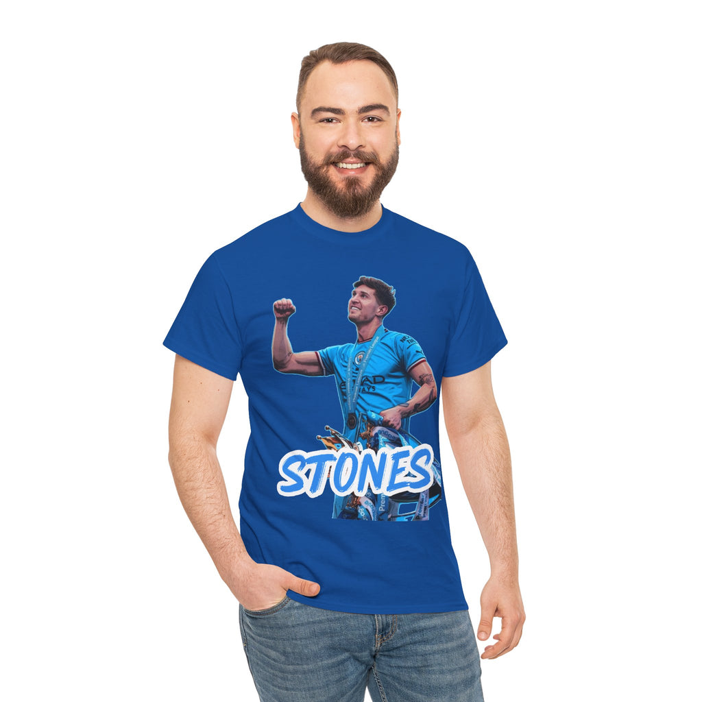 John Stones Manchester City Soccer Fan Tee — Blue Player Graphic T-Shirt