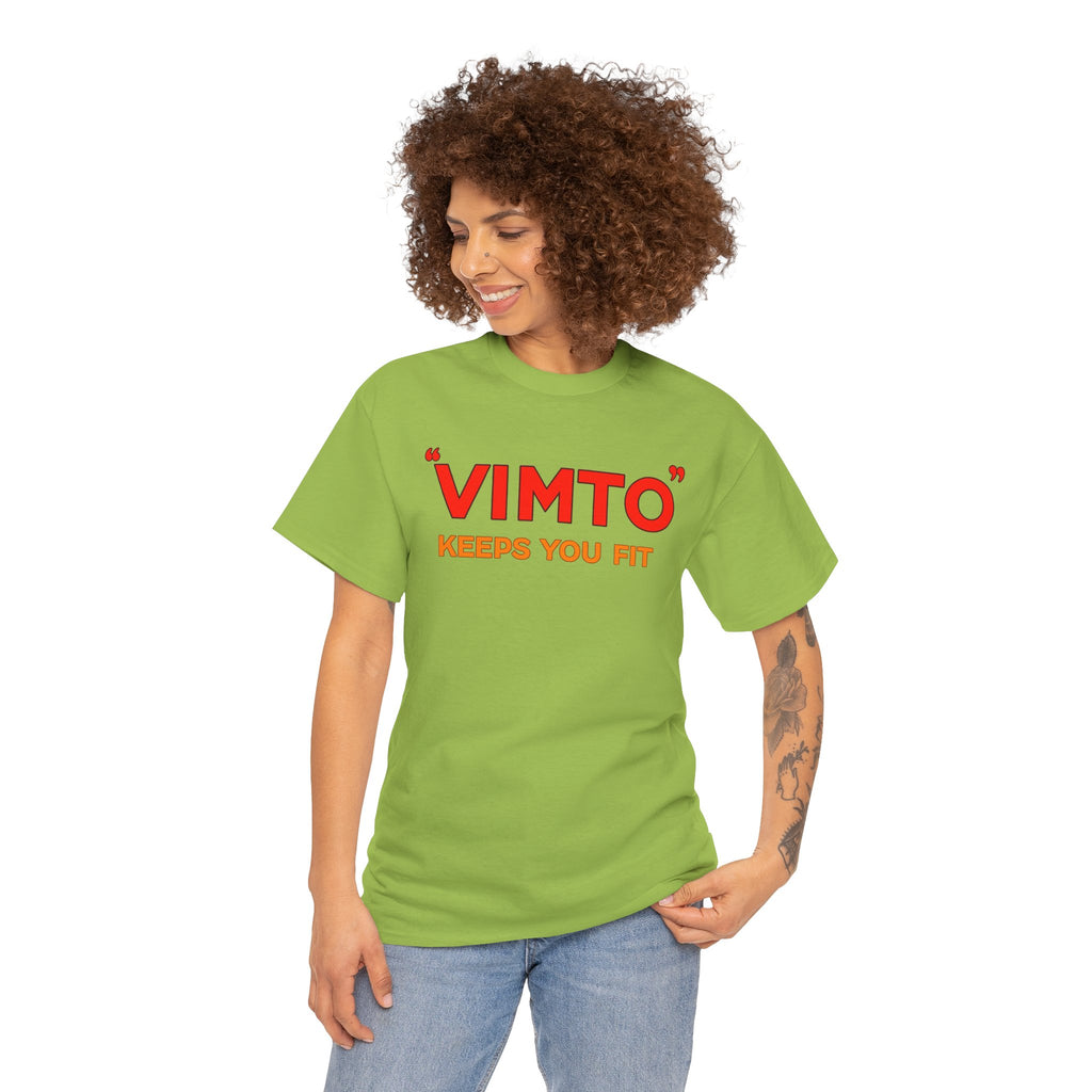 VIMTO "Keeps You Fit" Graphic Tee — Retro Beverage Logo T-Shirt