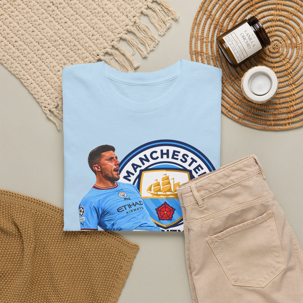 Rodri Manchester City Legend Cotton T-Shirt – Celebratory Slide Graphic Tee