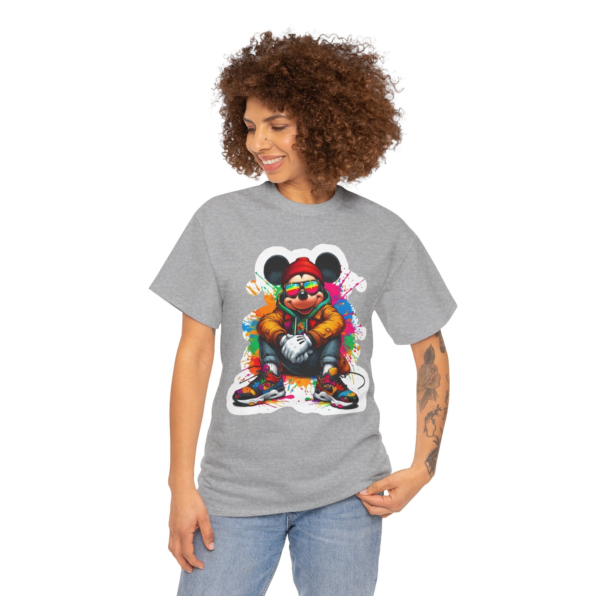 Streetwear Mouse Graphic Tee — Colorful Urban Hip-Hop Cartoon Shirt