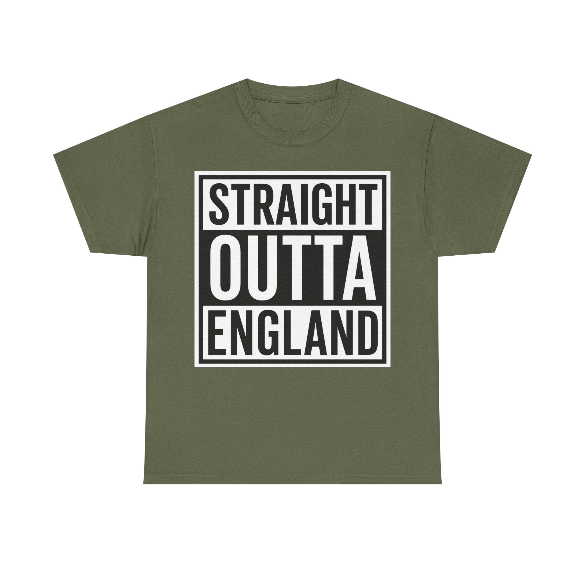 Straight Outta England T-Shirt — Bold Black Typography Tee for Brits & Expats