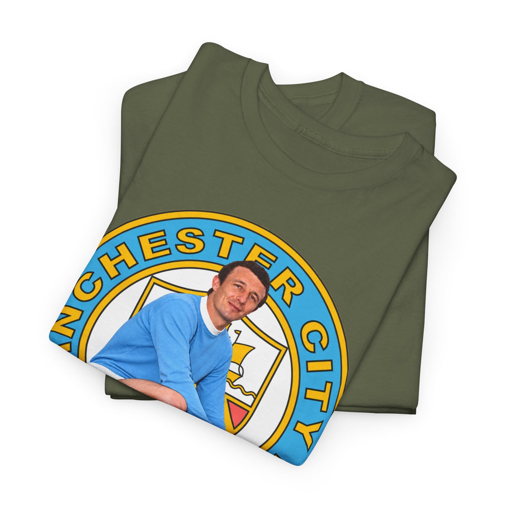 Mike Summerbee Manchester City Vintage Soccer Tee — Retro Player Crest Graphic