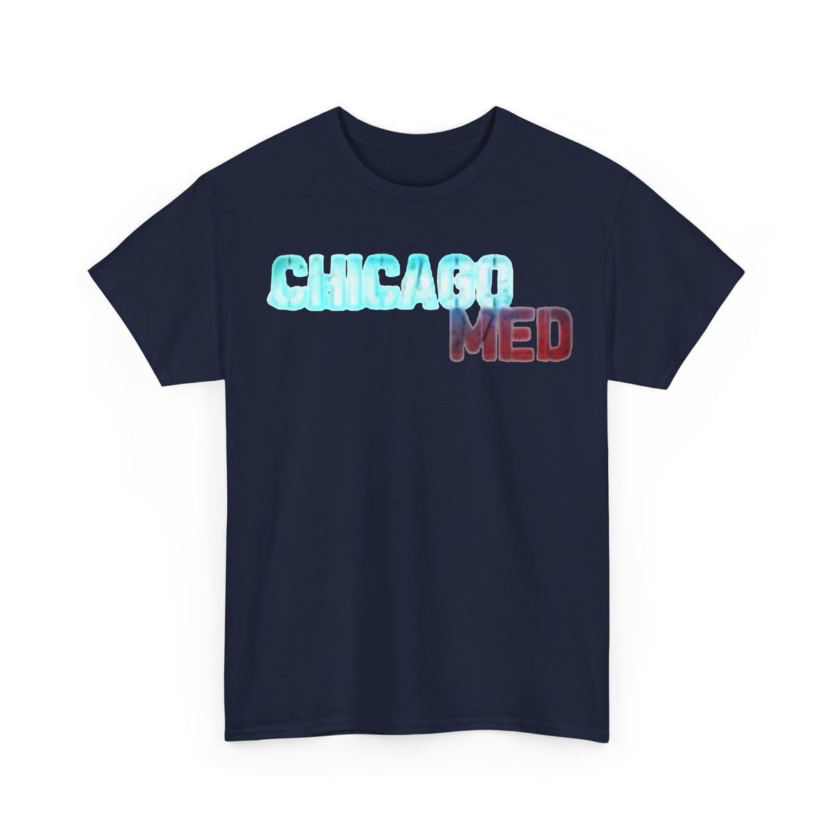 Chicago Med Inspired Graphic Tee — Retro Blue & Red Text Cotton T-Shirt
