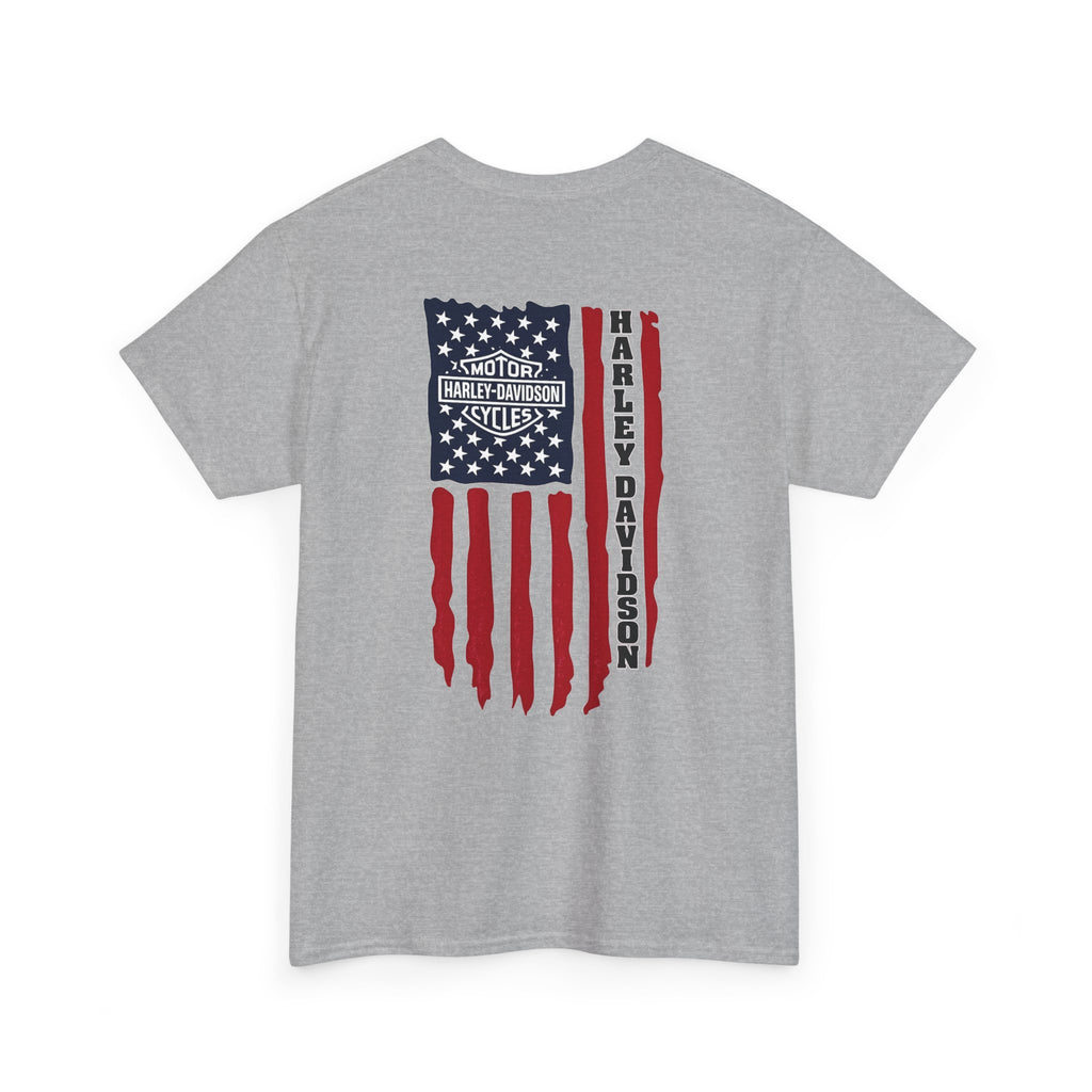 Harley-Style Flag Tee — American Motorcycle Logo T-Shirt