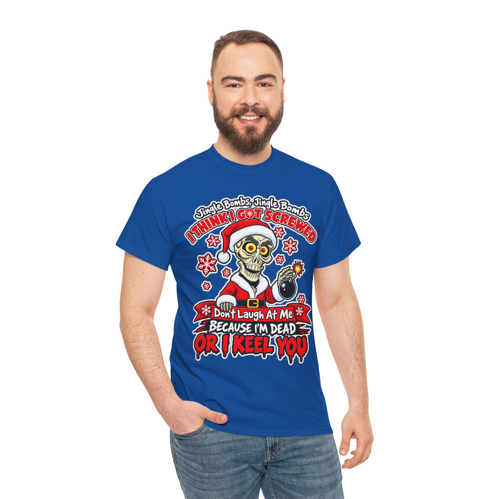 Santa Skull Christmas T-Shirt — "I Think I Got Screwed" Dark Holiday Tee