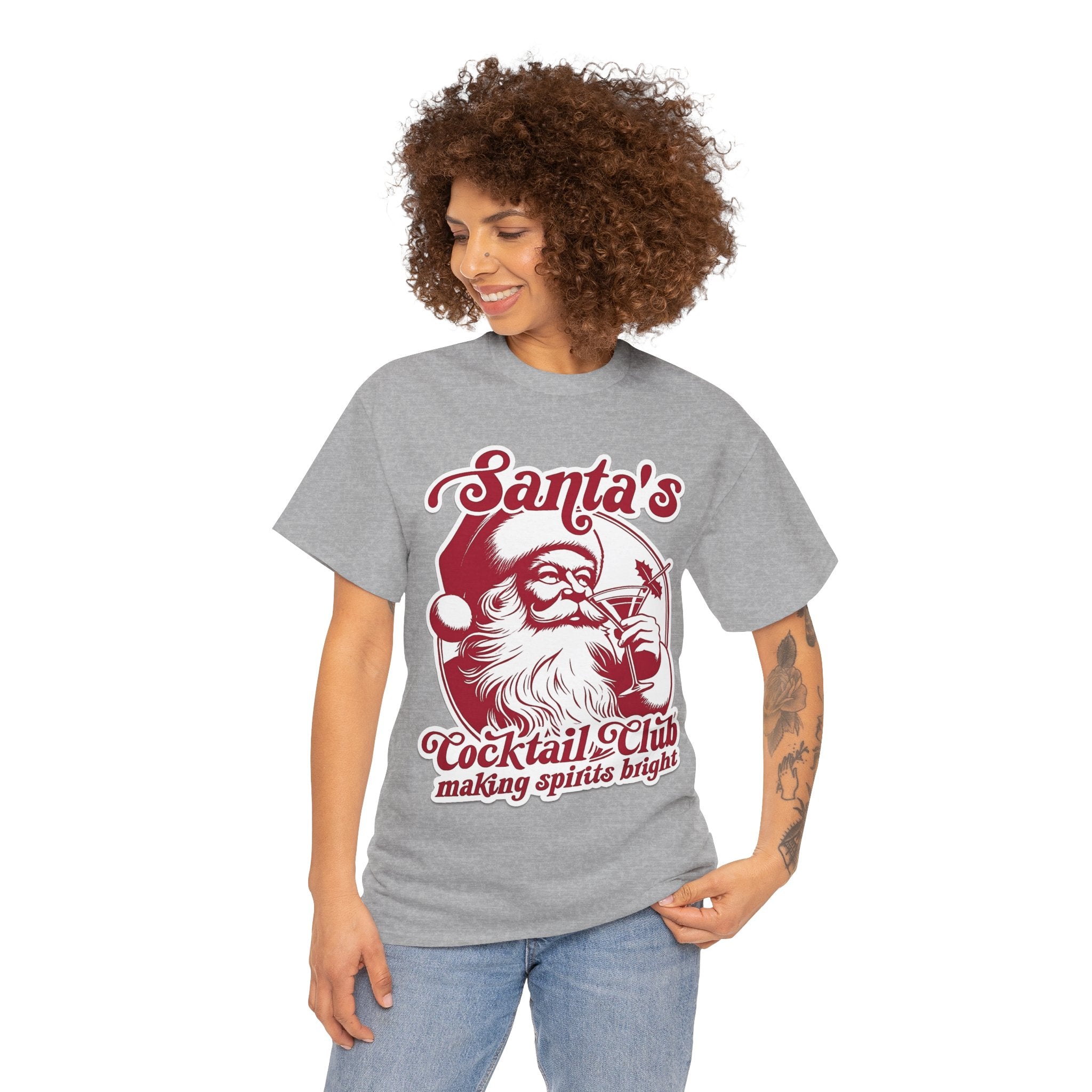Santa’s Cocktail Club Tee — "Making Spirits Bright" Christmas Shirt