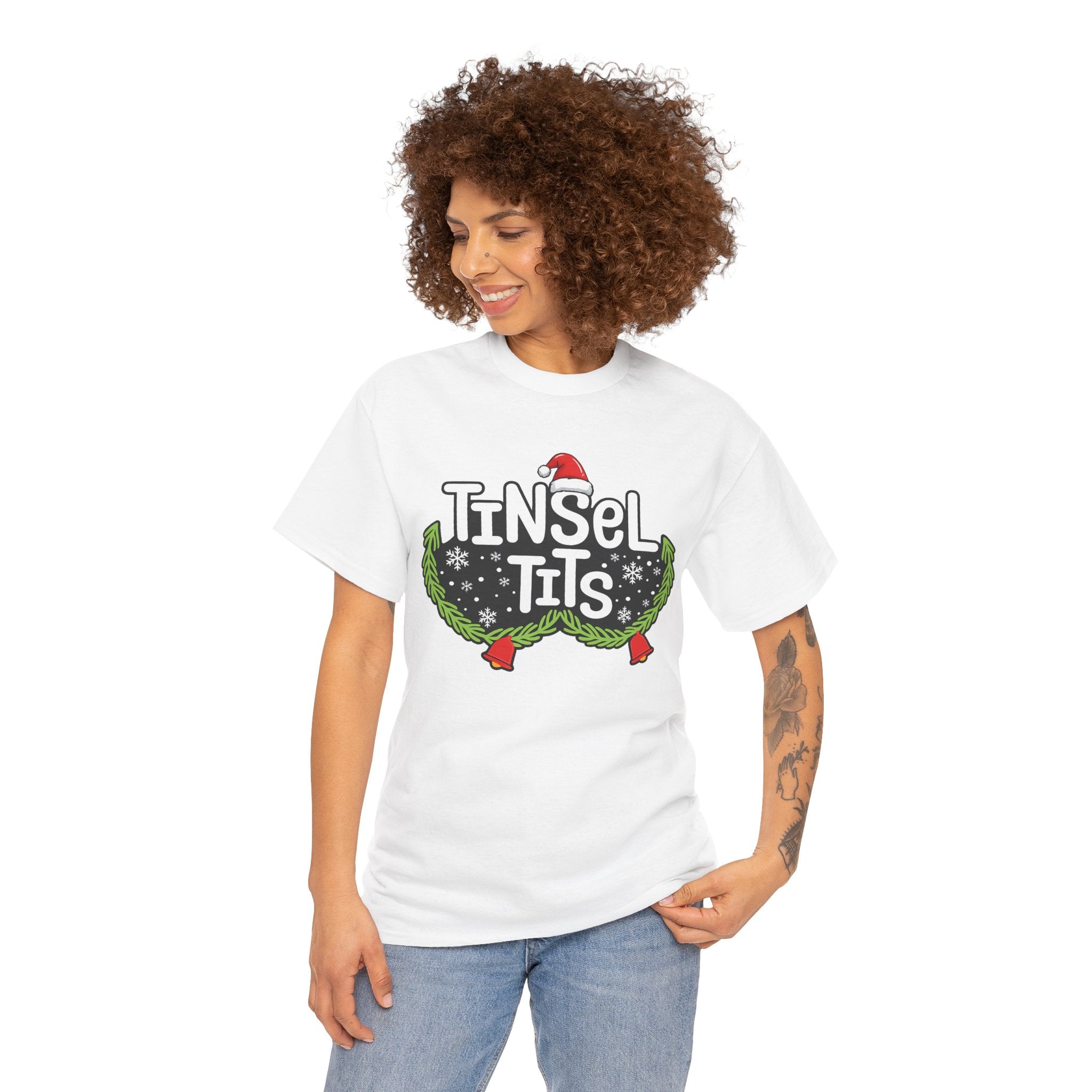 T-Shirt — "Tinsel Tits" Funny Christmas Wreath Holiday Tee