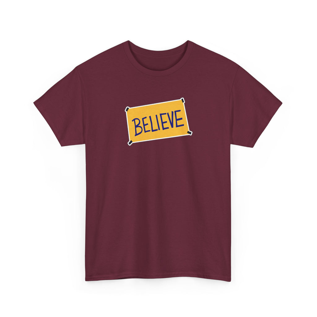Ted Lasso Inspired Believe Graphic Tee — Inspirational Yellow Patch T-Shirt