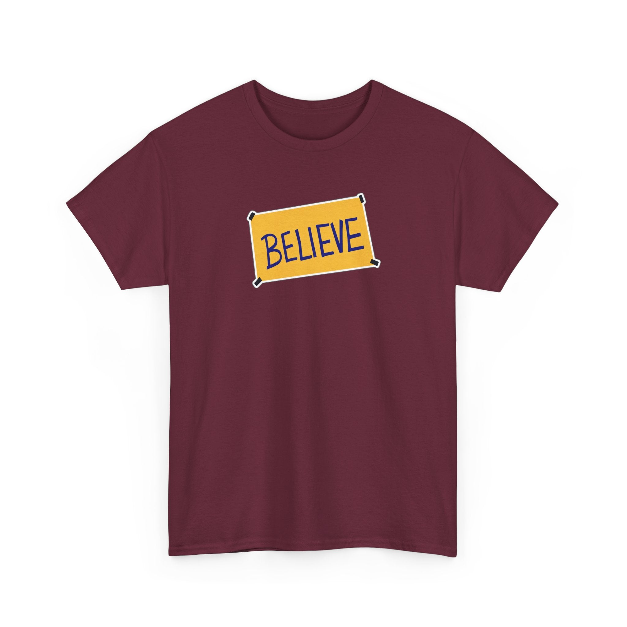 Ted Lasso Inspired Believe Graphic Tee — Inspirational Yellow Patch T-Shirt