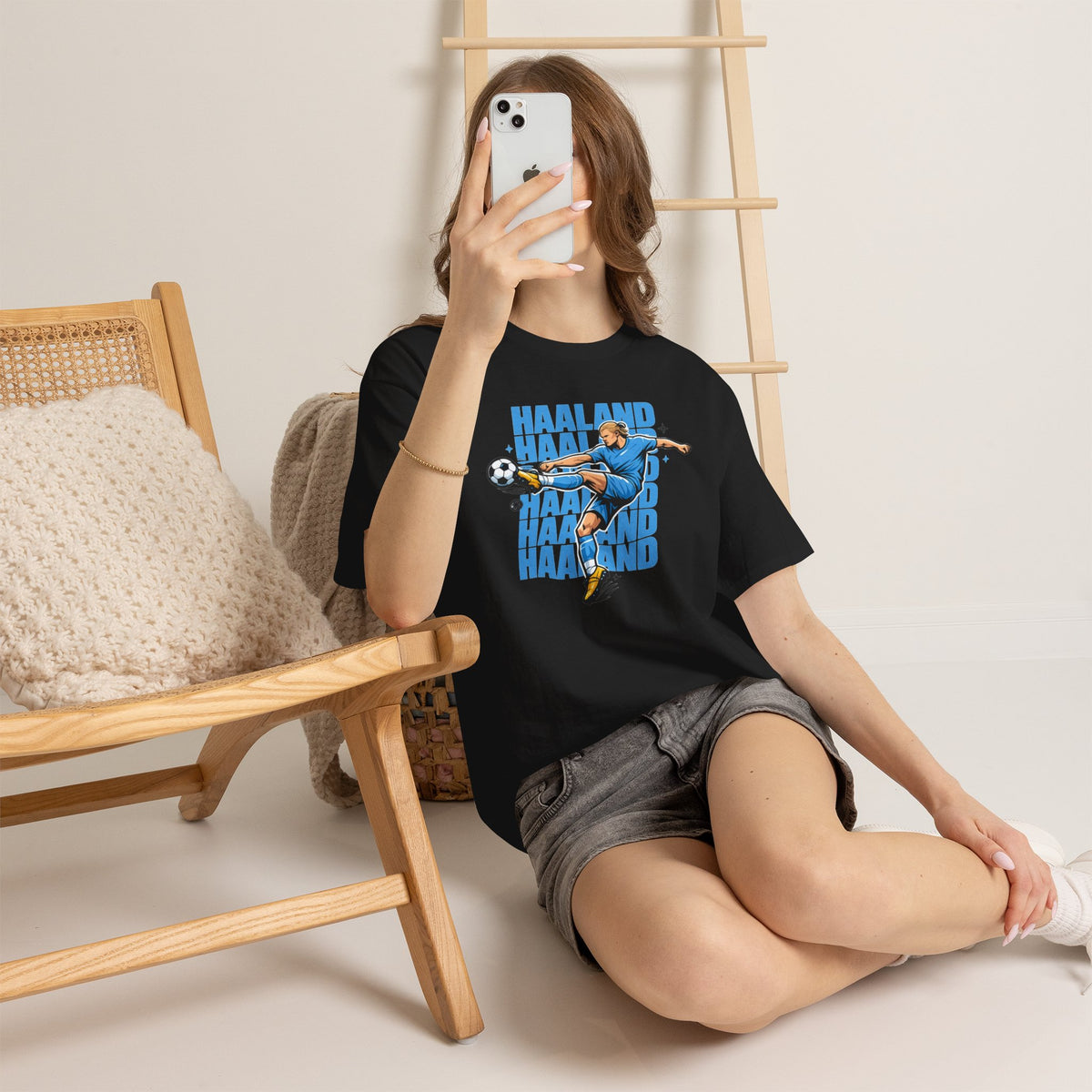 Haaland Manchester City Inspired Cotton T-Shirt — Striker Action Graphic Football Shirt