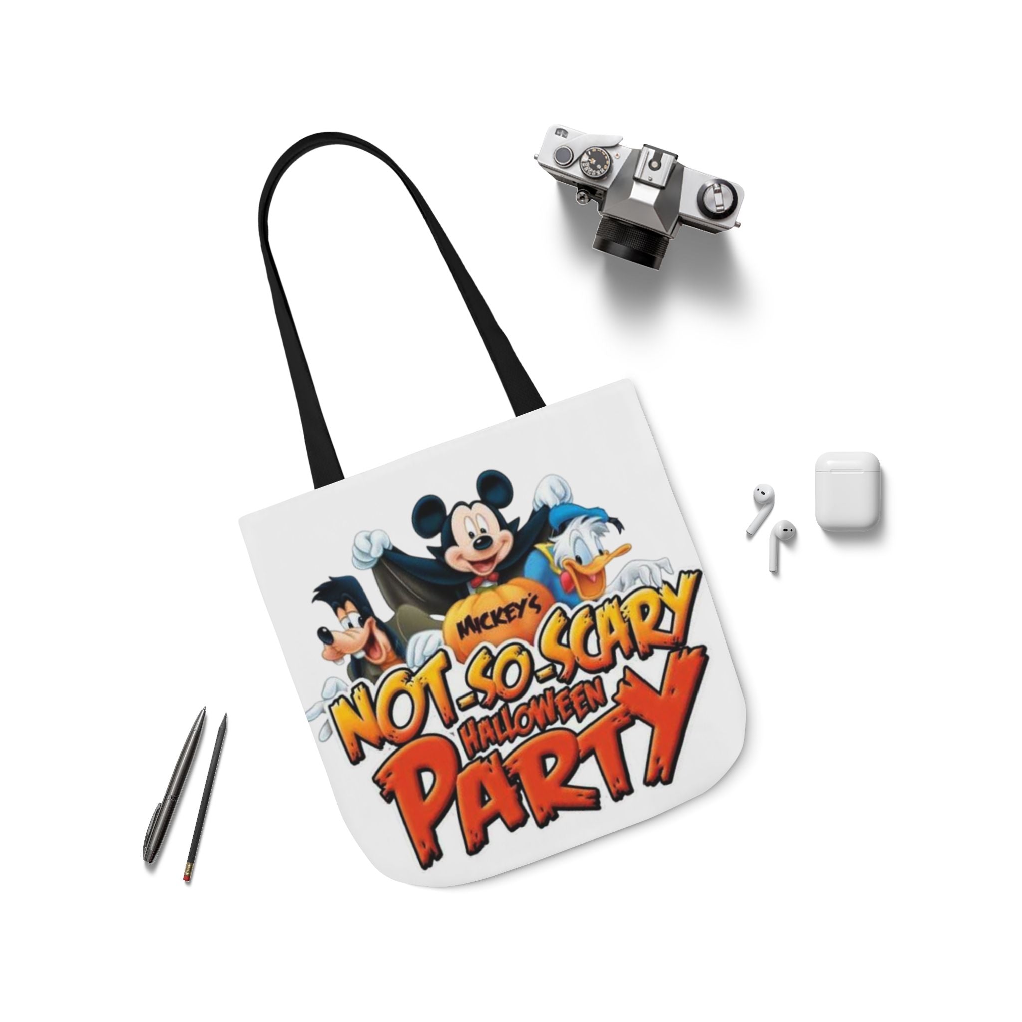 Halloween Party Canvas Tote Bag — "Not-So-Scary Halloween Party" Graphic