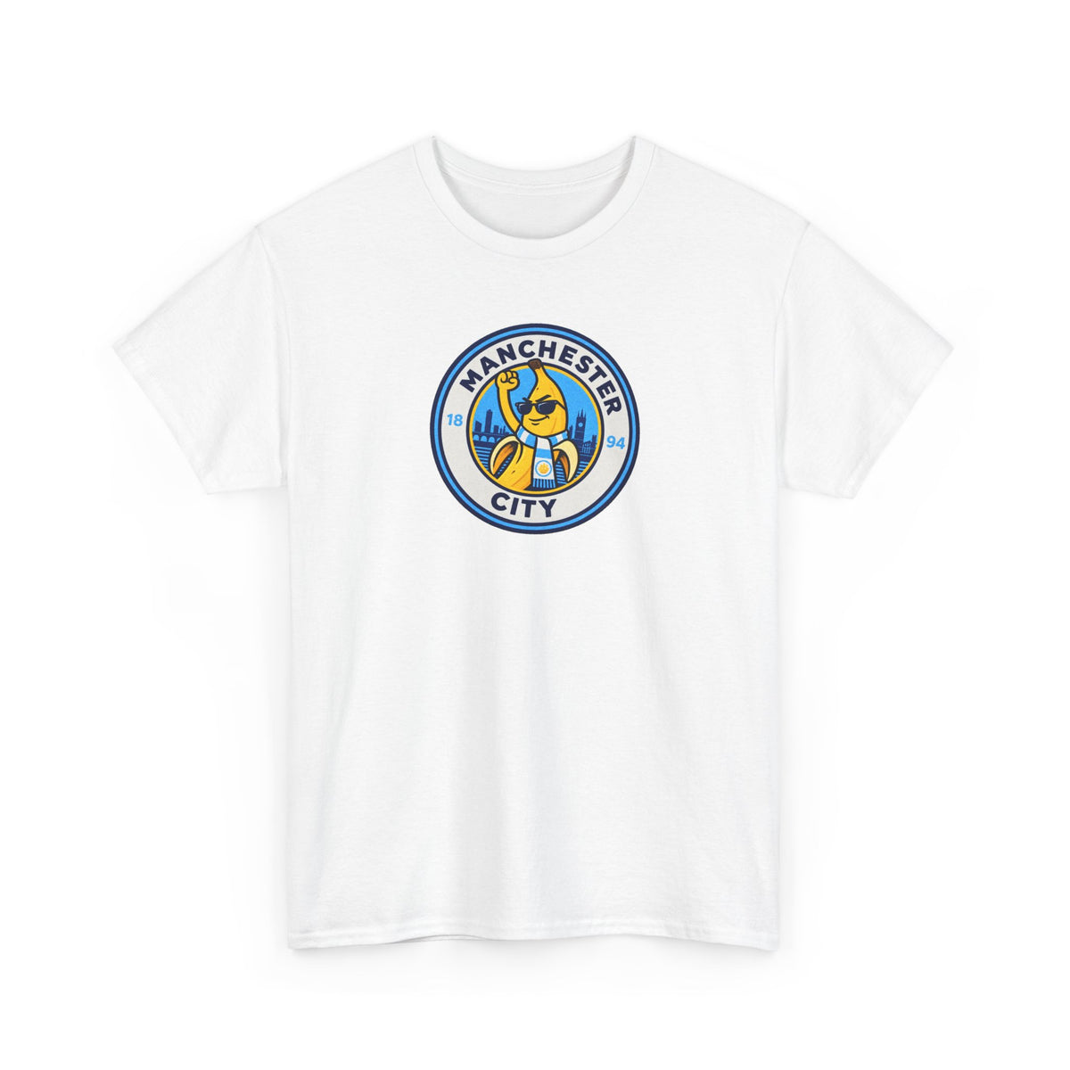 Manchester City Banana Crest Unisex Heavy Cotton T-Shirt / Tee