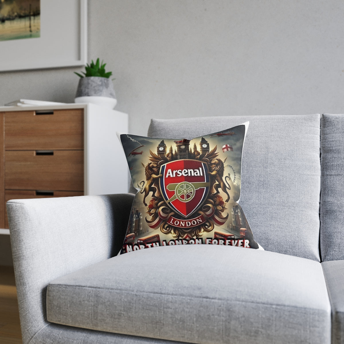 Arsenal London Crest Square Pillow — North London Forever Fan Cushion