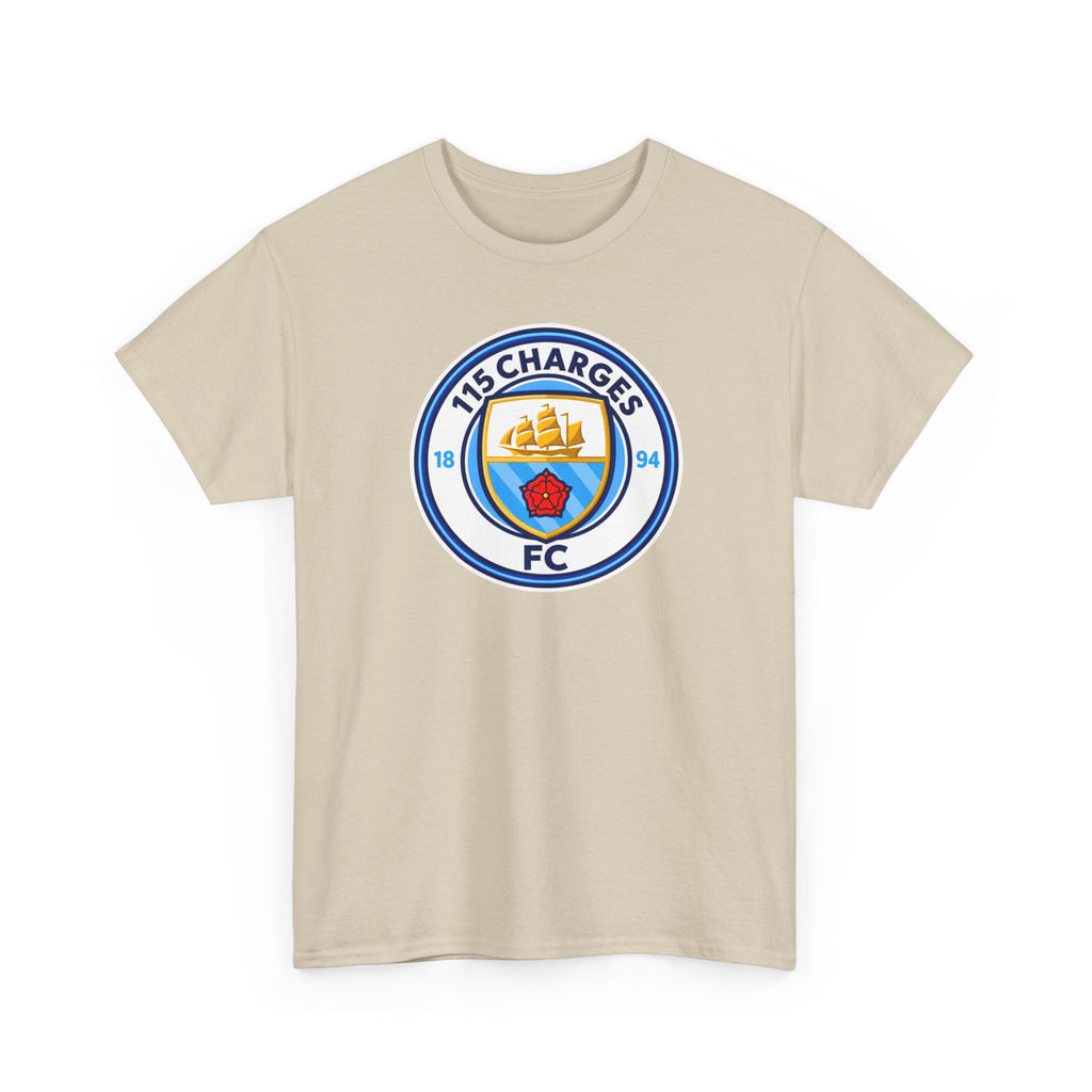 115 Charges FC Crest Cotton Tee — Vintage Blue Club Logo T-Shirt