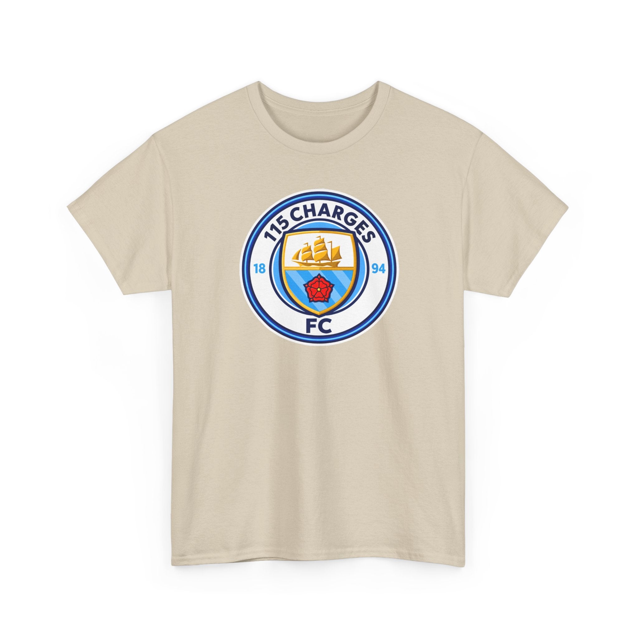 115 Charges FC Crest Cotton Tee — Vintage Blue Club Logo T-Shirt