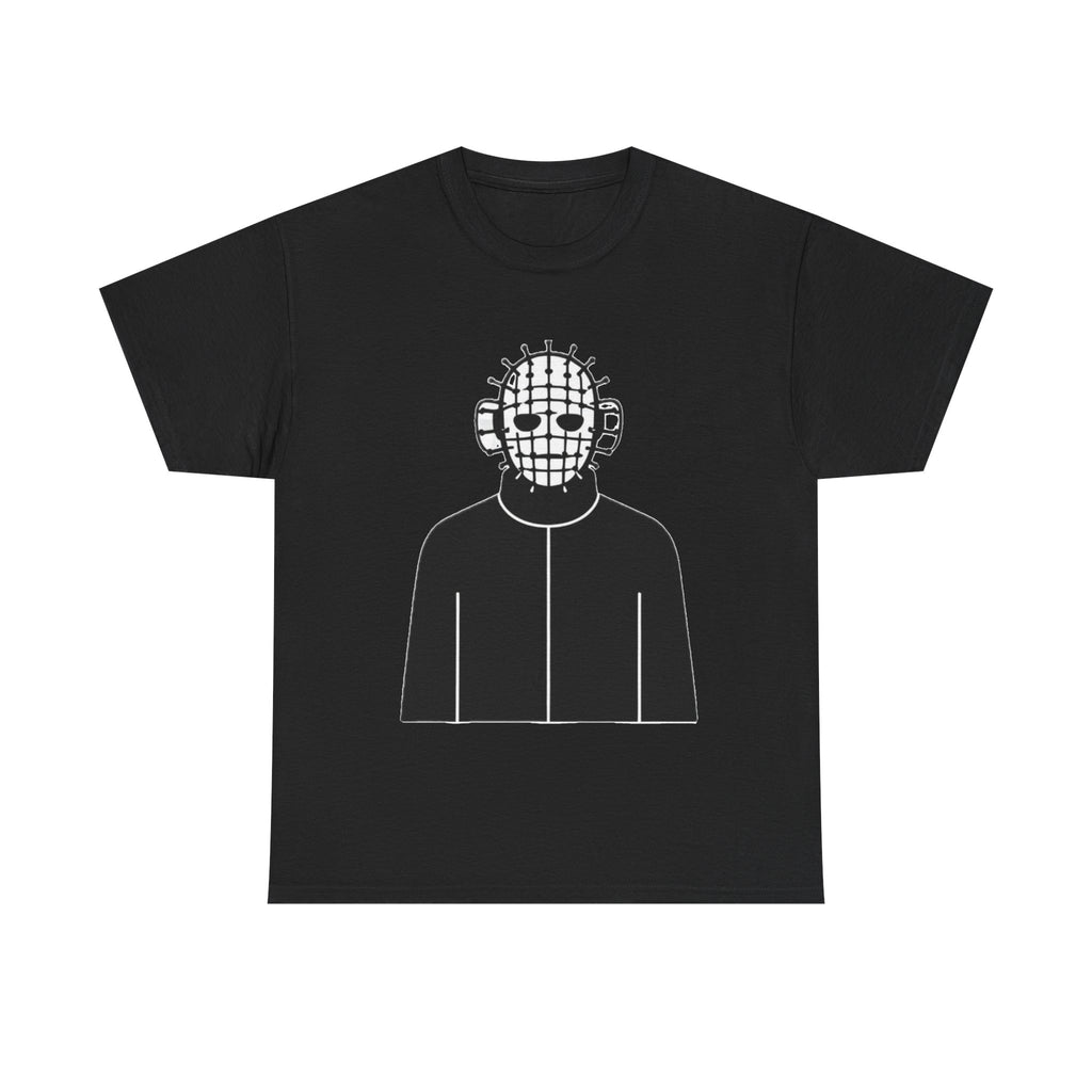 Horror Mask Graphic Tee — Pinhead-Inspired Skull Design
