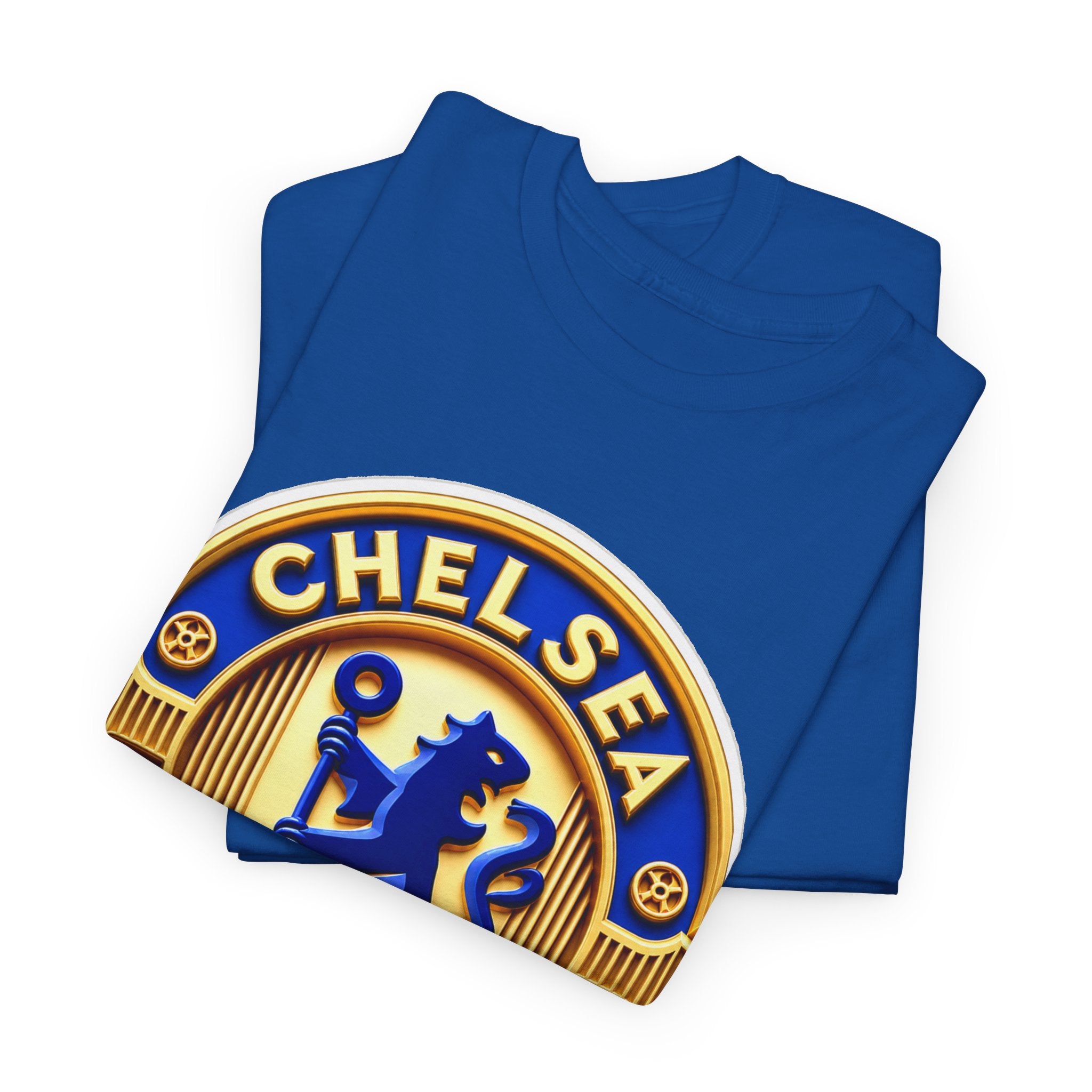 Chelsea Football Club Crest Tee — Retro Blue & Gold Soccer Emblem T-Shirt