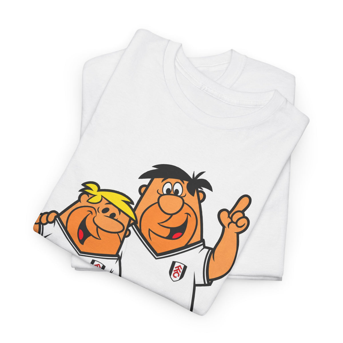 Fulham Flintstones Fred & Barney Cartoon Cotton T-Shirt Tee - Vintage Flintstones-Style Brothers Shirt