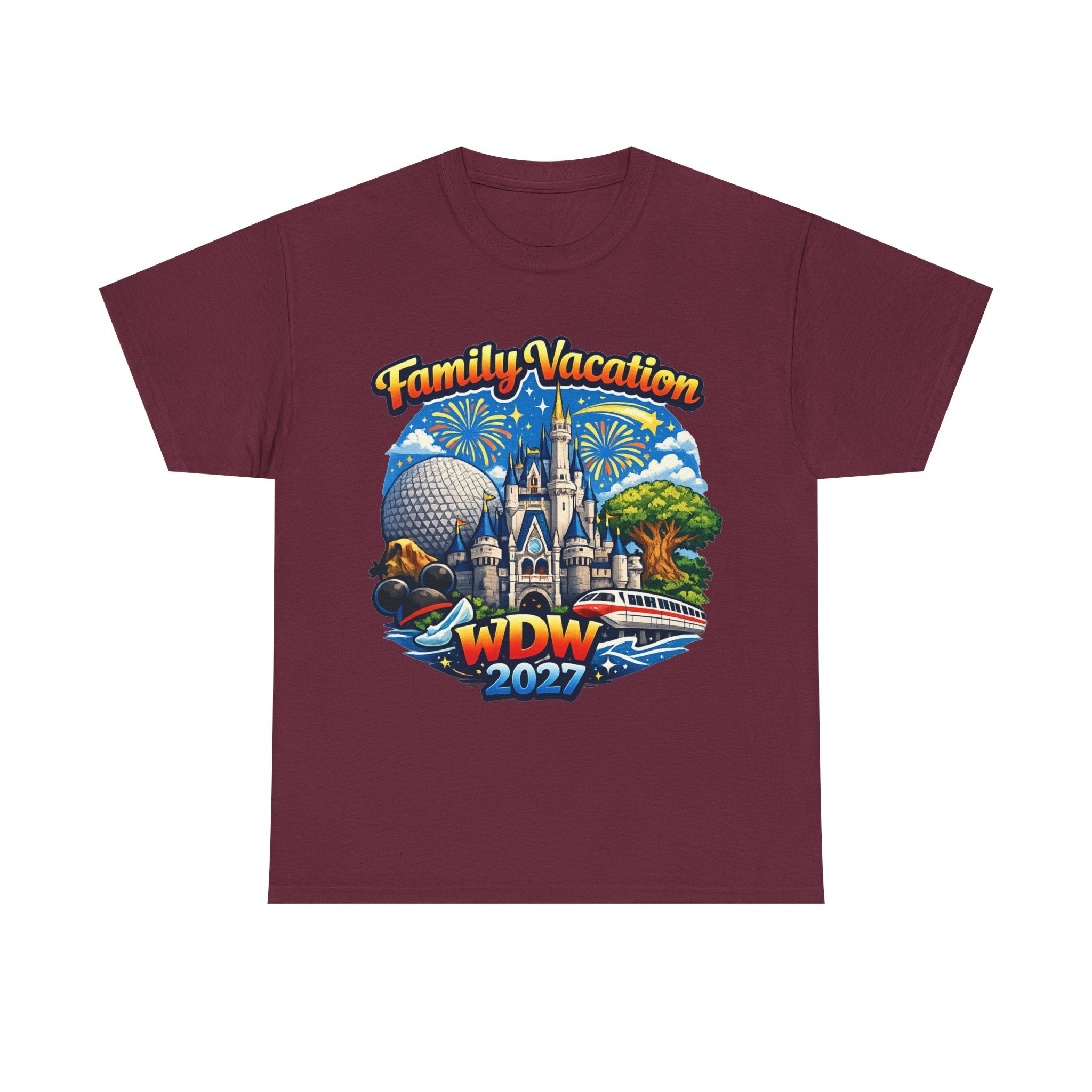 Family Vacation WDW 2027 T-Shirt – Disney Park Castle & Fireworks Vacation Tee