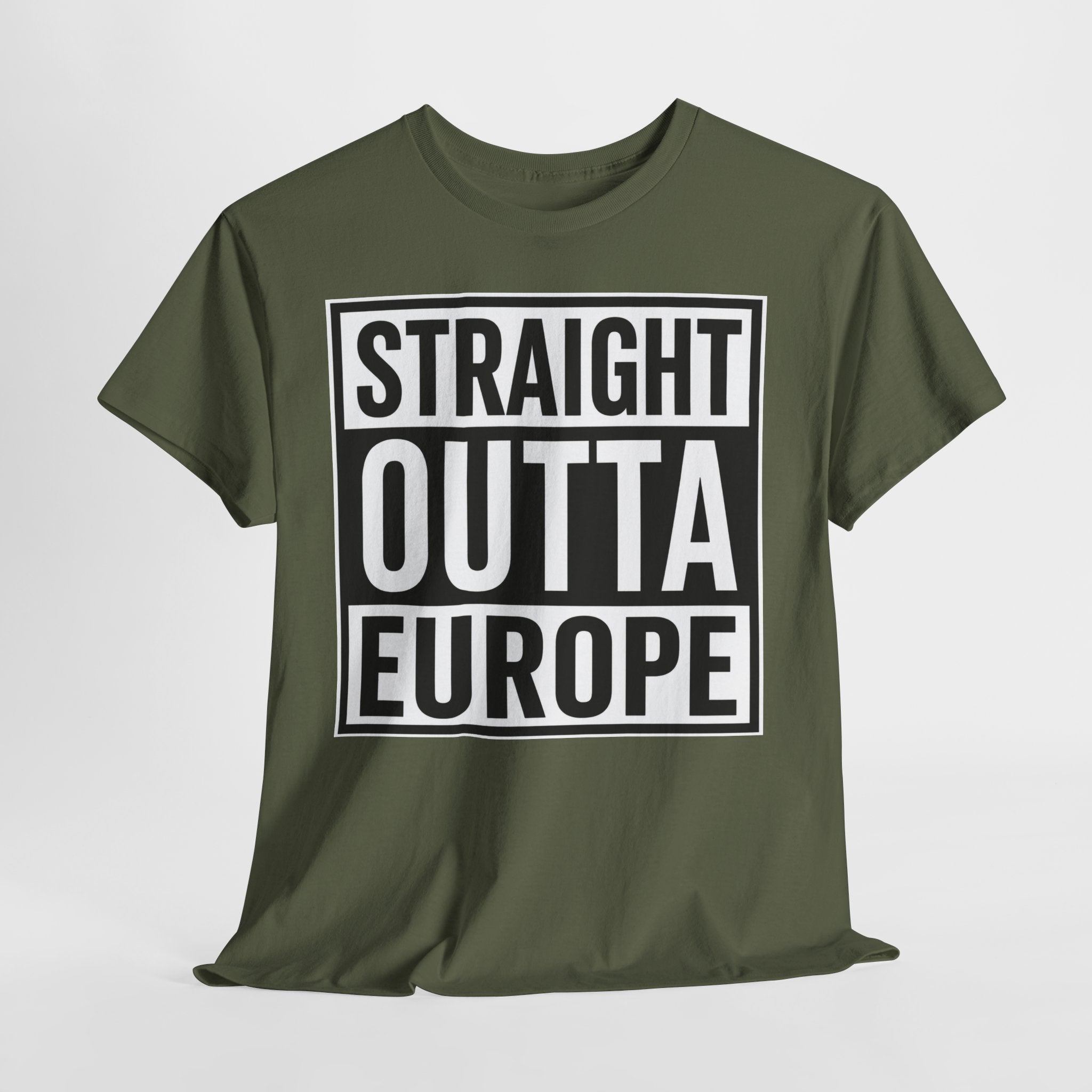 Straight Outta Europe T-Shirt — Bold Black Box Graphic Tee