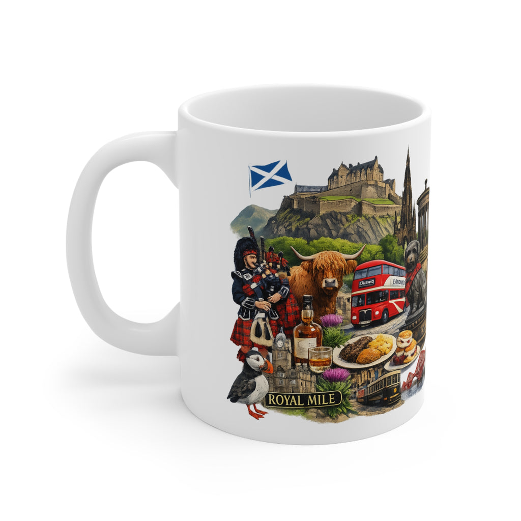 Scotland Souvenir Coffee Mug — Edinburgh Icons Collage (11oz & 15oz)