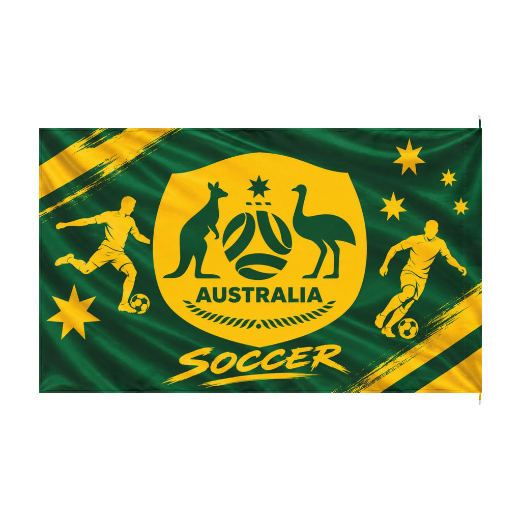 Australia Soccer Flag — Green & Gold Double-Sided Fan Banner