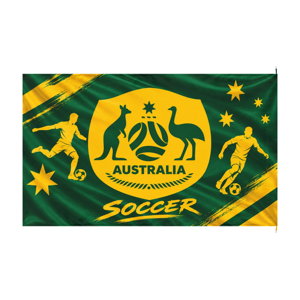 Australia Soccer Flag — Green & Gold Double-Sided Fan Banner