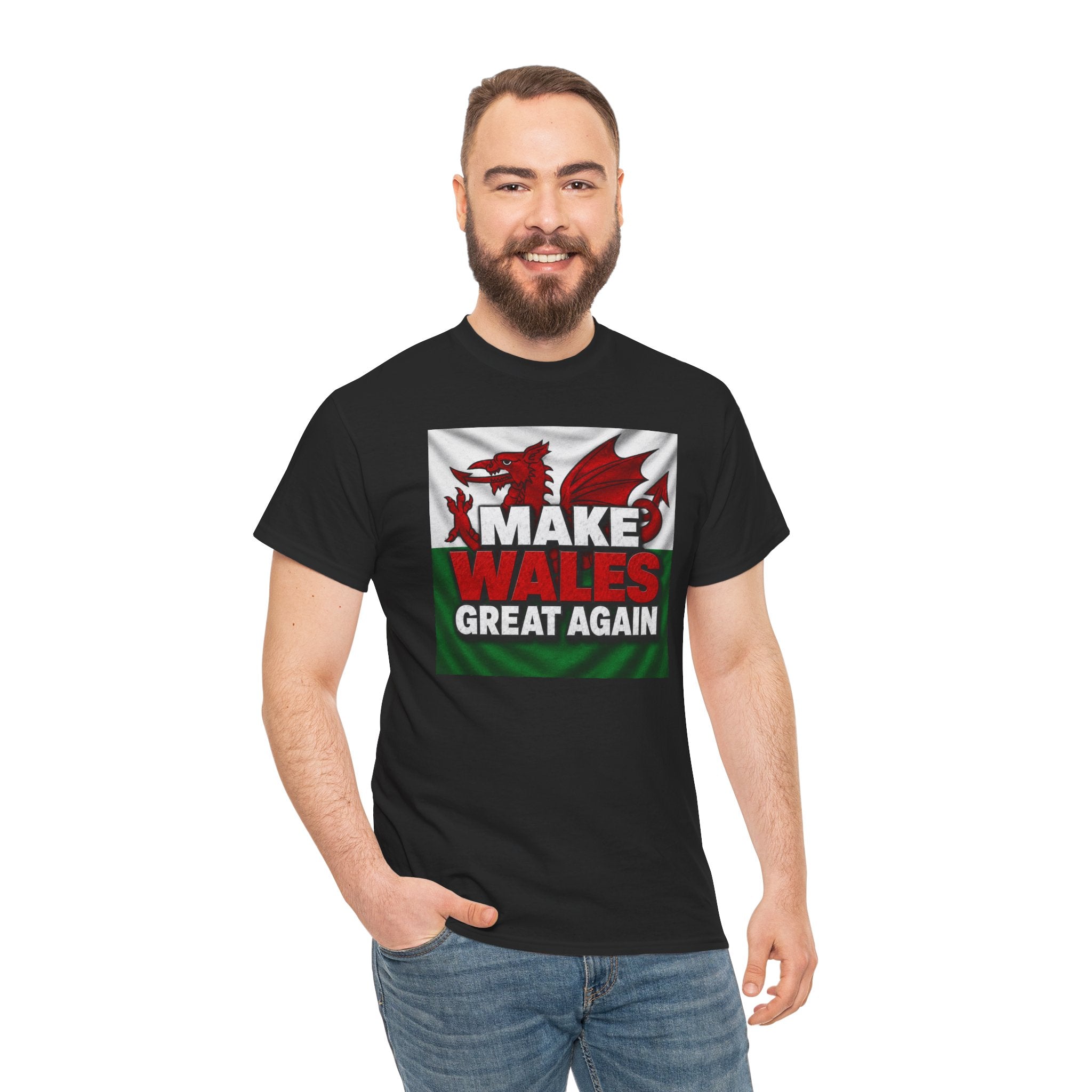 Make Wales Great Again T-Shirt — Welsh Flag Dragon Political Slogan Tee