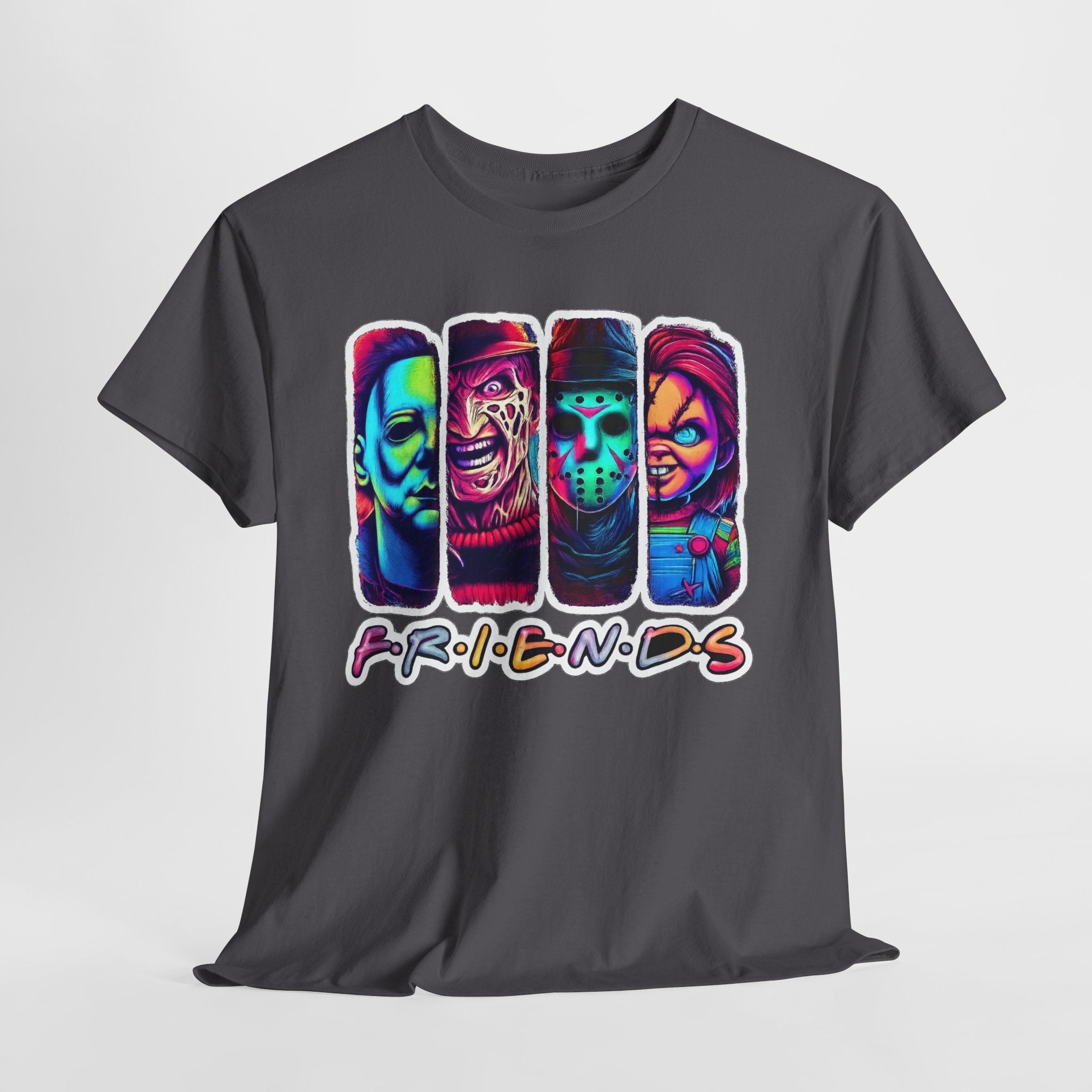 Halloween Horror Icons "Friends" T-Shirt — Neon Retro Slasher Tee