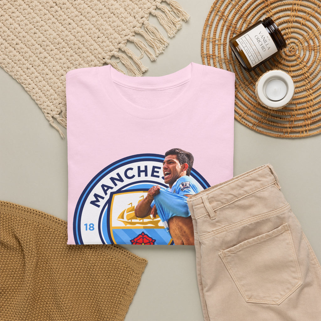 Sergio Aguero Manchester City Legend Soccer Tee — Player Celebration Graphic T-Shirt