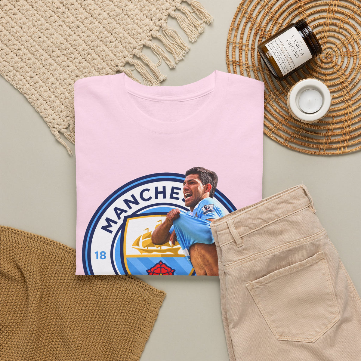 Sergio Aguero Manchester City Legend Soccer Tee — Player Celebration Graphic T-Shirt